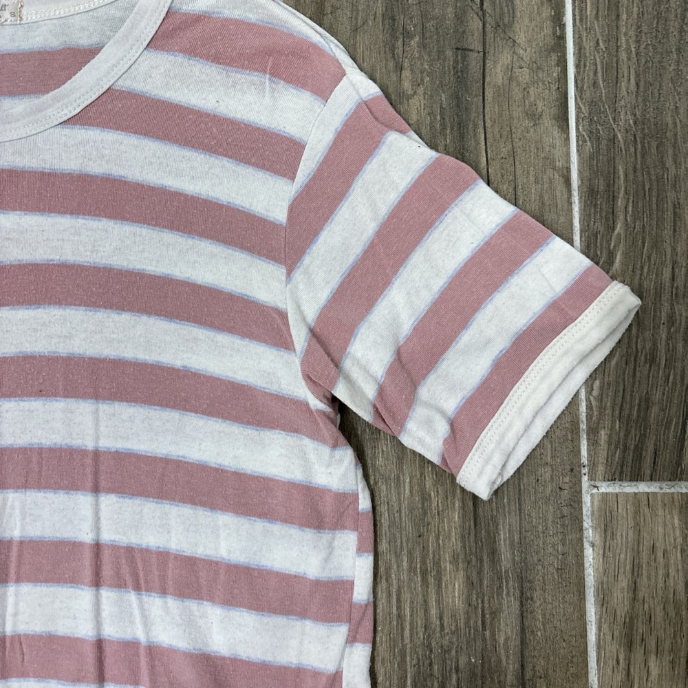 John Galt Pink and white striped short sleeve top - Picture 4 of 5